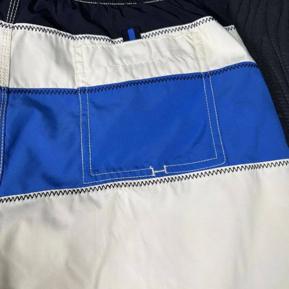 Tommy Hilfiger Sailing Gear USA Board Shorts Men's Large Blue White Yellow Swim